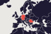 Auf einer Europakarte sind die Standorte von prismat eingezeichnet – Bremen, Bielefeld, Dortmund, Ratingen, Würzburg, Stuttgart und Brașov.
